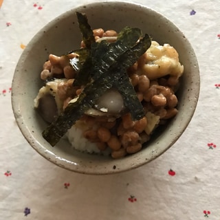 菊芋の天ぷらと揉み海苔の納豆和えごはん